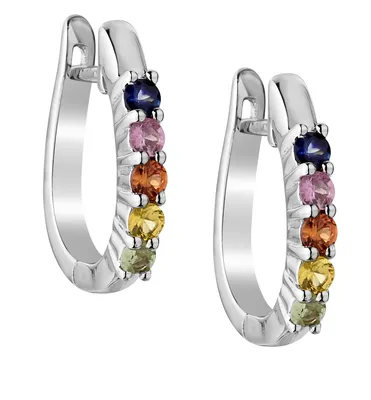 .75 Carat Genuine Multi-Colour Sapphire Earrings, Sterling Silver.......................NOW