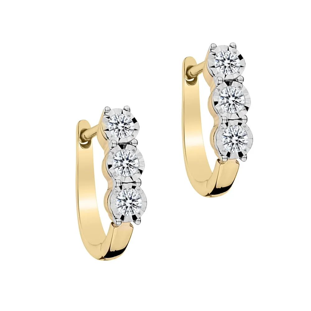 .50 Carat of Diamonds "Past, Present, Future" Earrings,  10kt Yellow Gold....................NOW