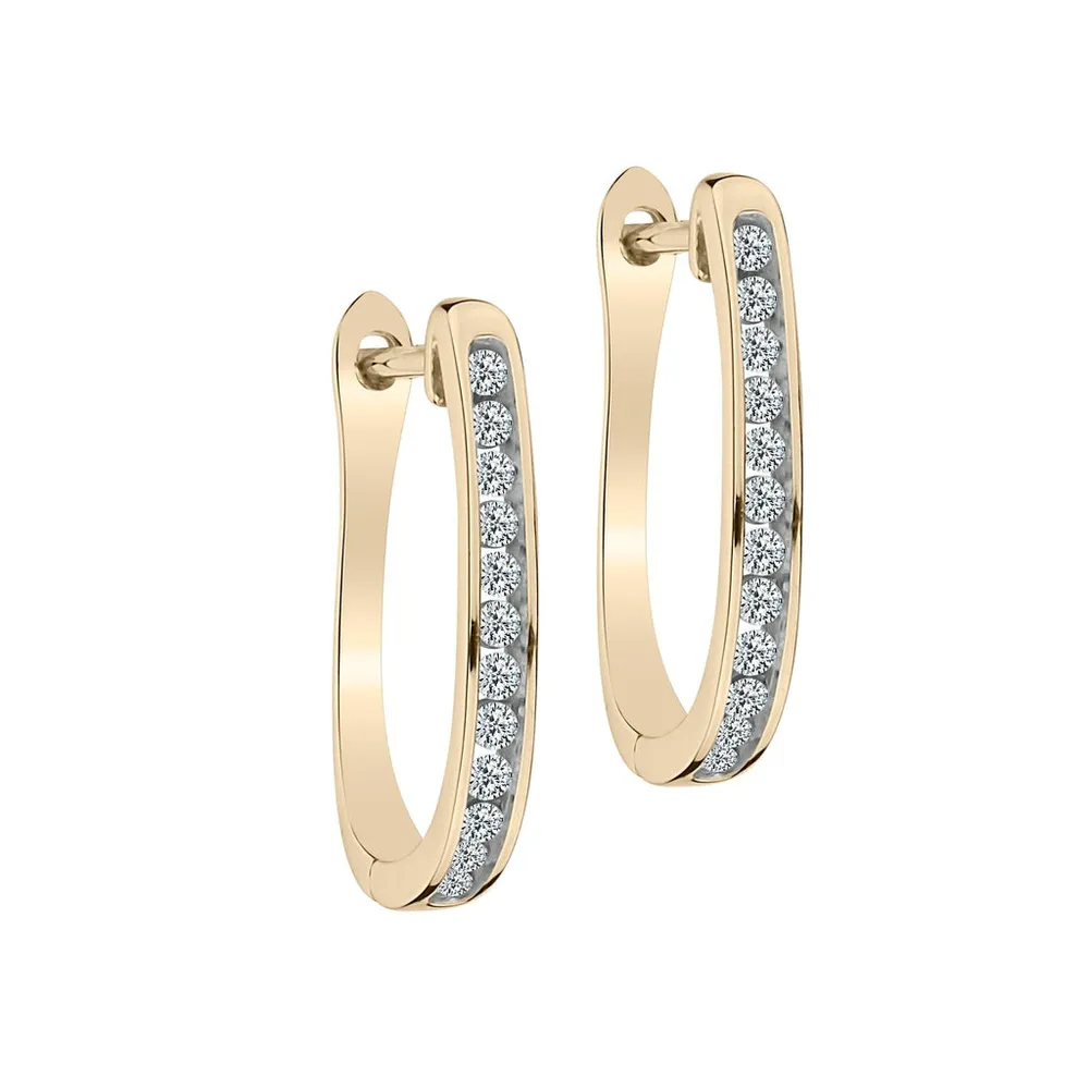 .25 Carat of Diamonds Hoop Earrings, 10kt Yellow Gold...................NOW