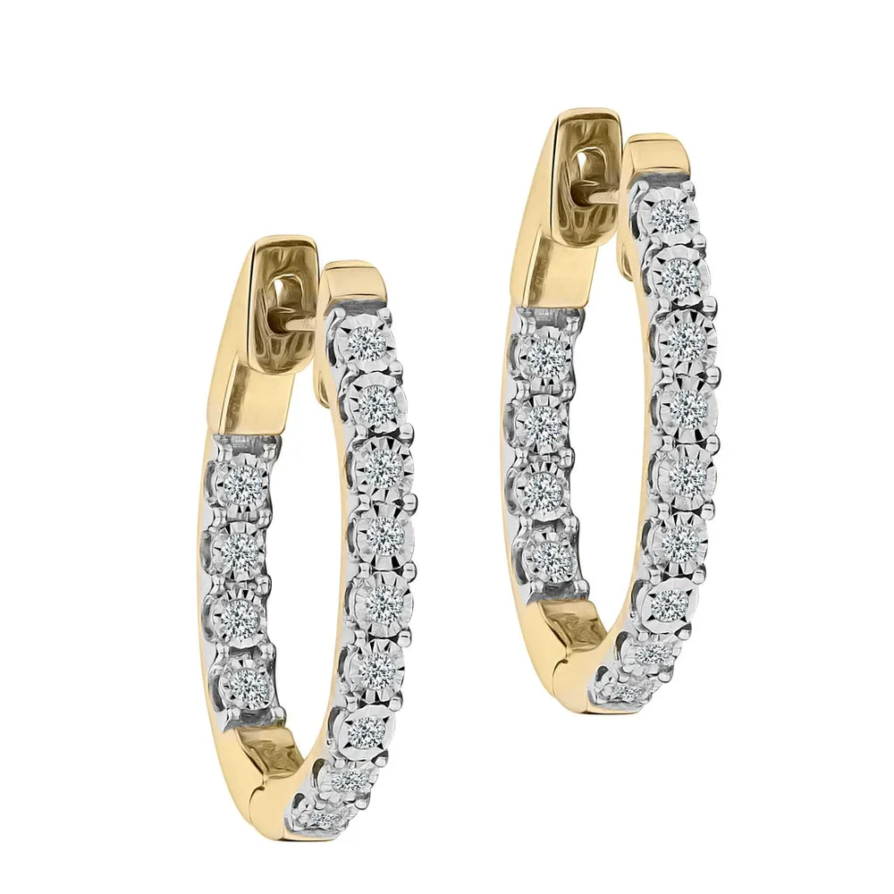 .50 Carat of Diamonds "Inside-Outside" Hoop Earrings, 10kt Yellow Gold…......................NOW