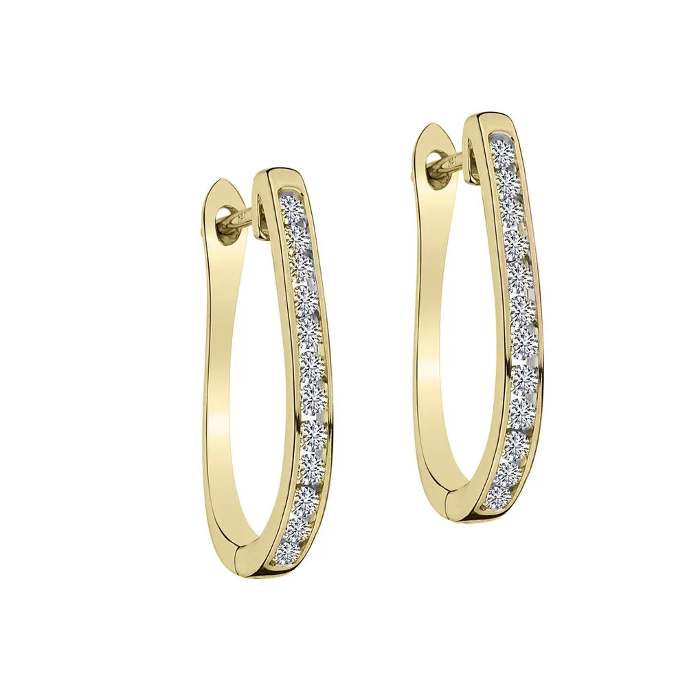 .33 CARAT DIAMOND HOOP EARRINGS, 10kt YELLOW GOLD.....................NOW