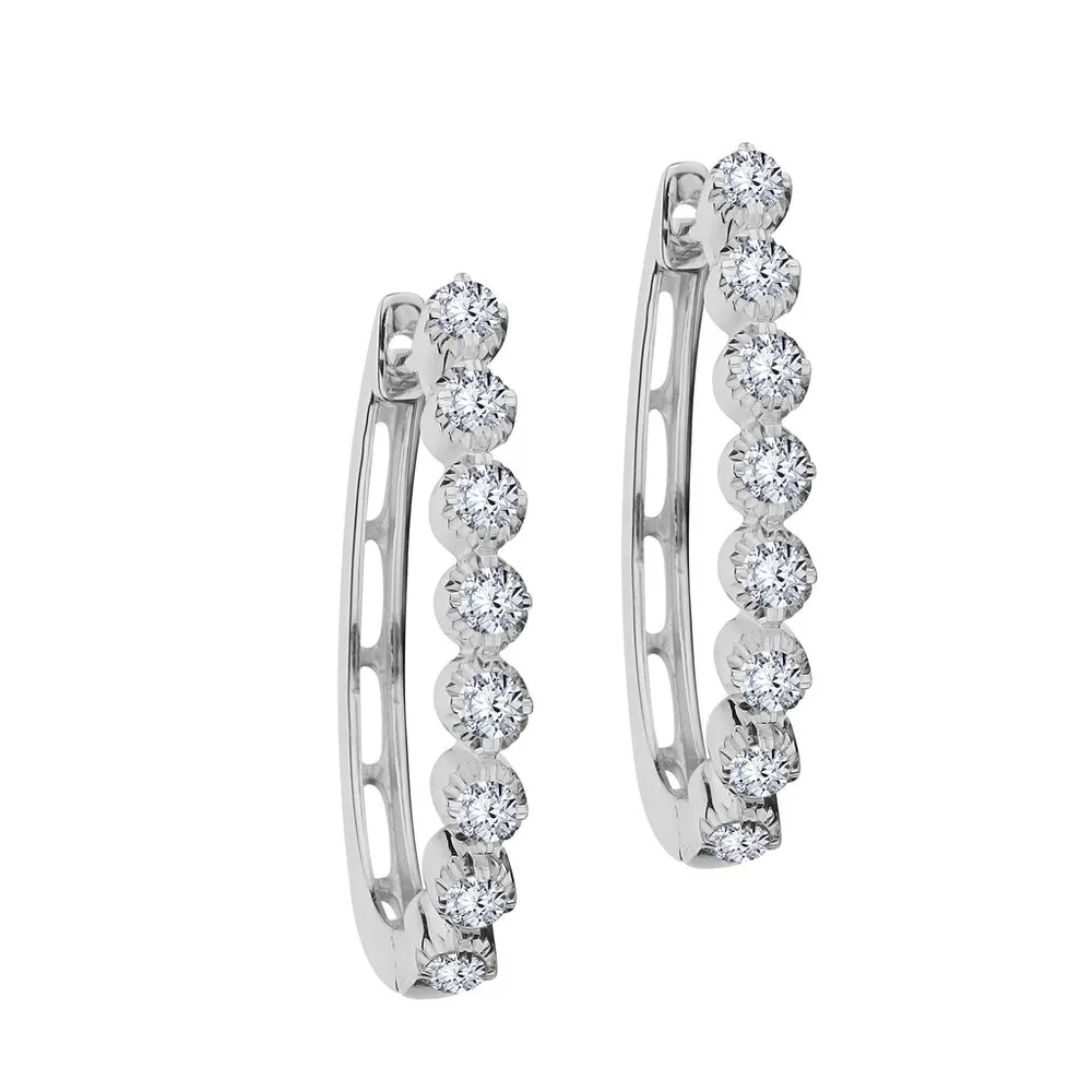 .75 Carat of Diamonds Hoop Earrings,  14kt White Gold...................NOW