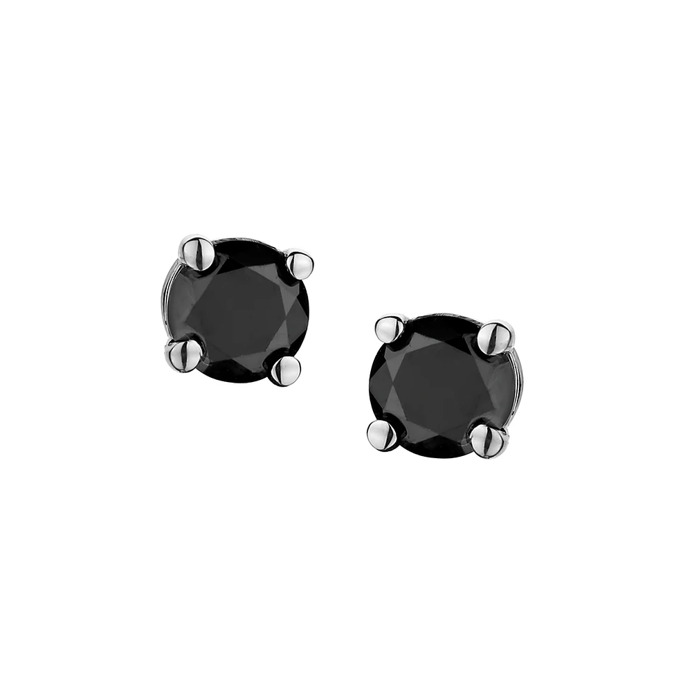 .50 Carat of Black Diamonds Screwback Stud Earrings  14kt White Gold...................NOW