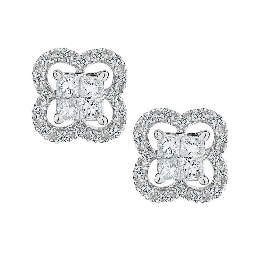 .35 CARAT DIAMOND STUD EARRINGS, 10kt WHITE GOLD....................NOW