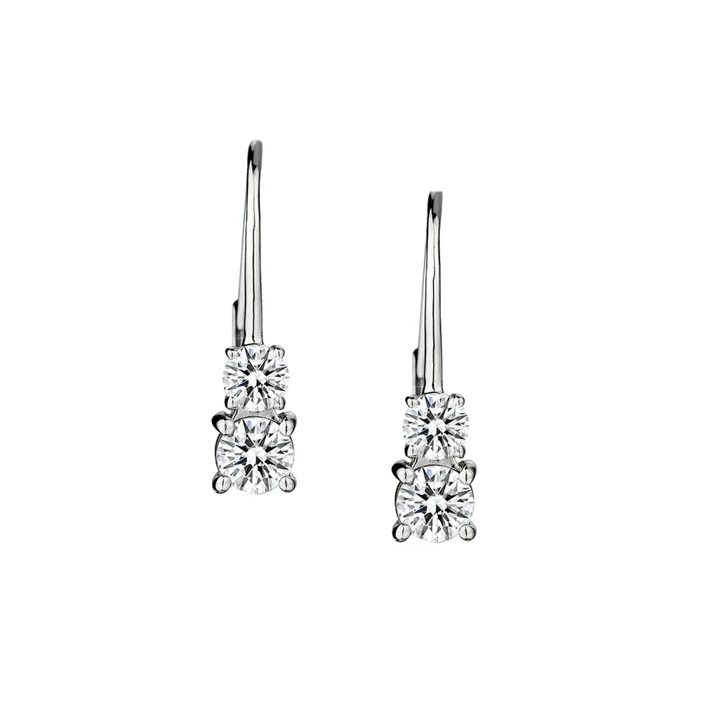 1.00 Carat of Diamonds Earrings, 14kt White Gold.......................NOW