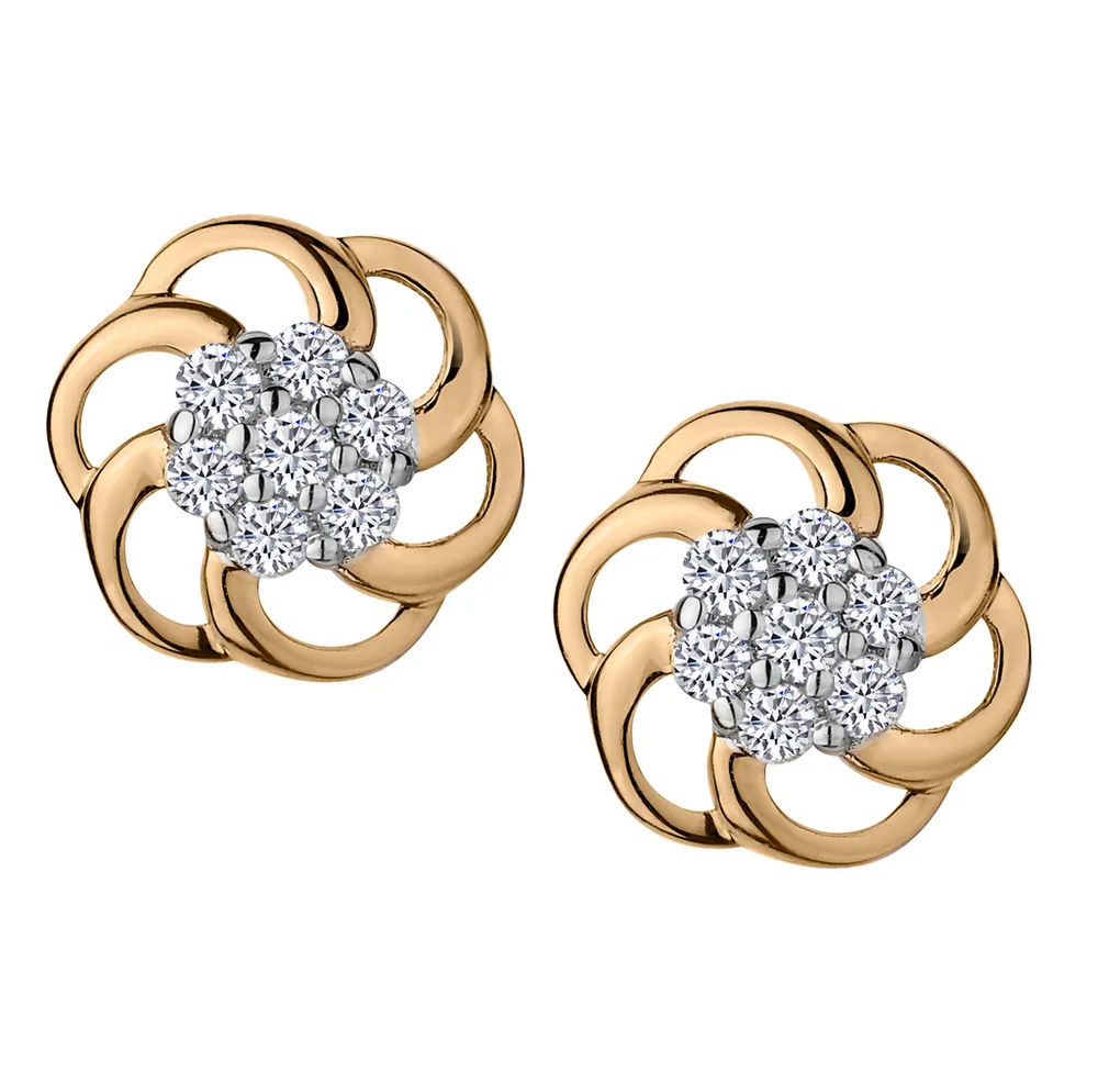 .10 Carat Diamond "Flower" Earrings, 10kt Yellow Gold.......................NOW