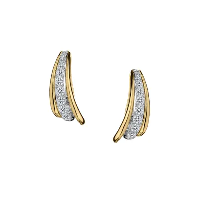 1.00 CARAT DIAMOND EARRINGS, 14kt WHITE GOLD AND YELLOW GOLD (TWO TONE)