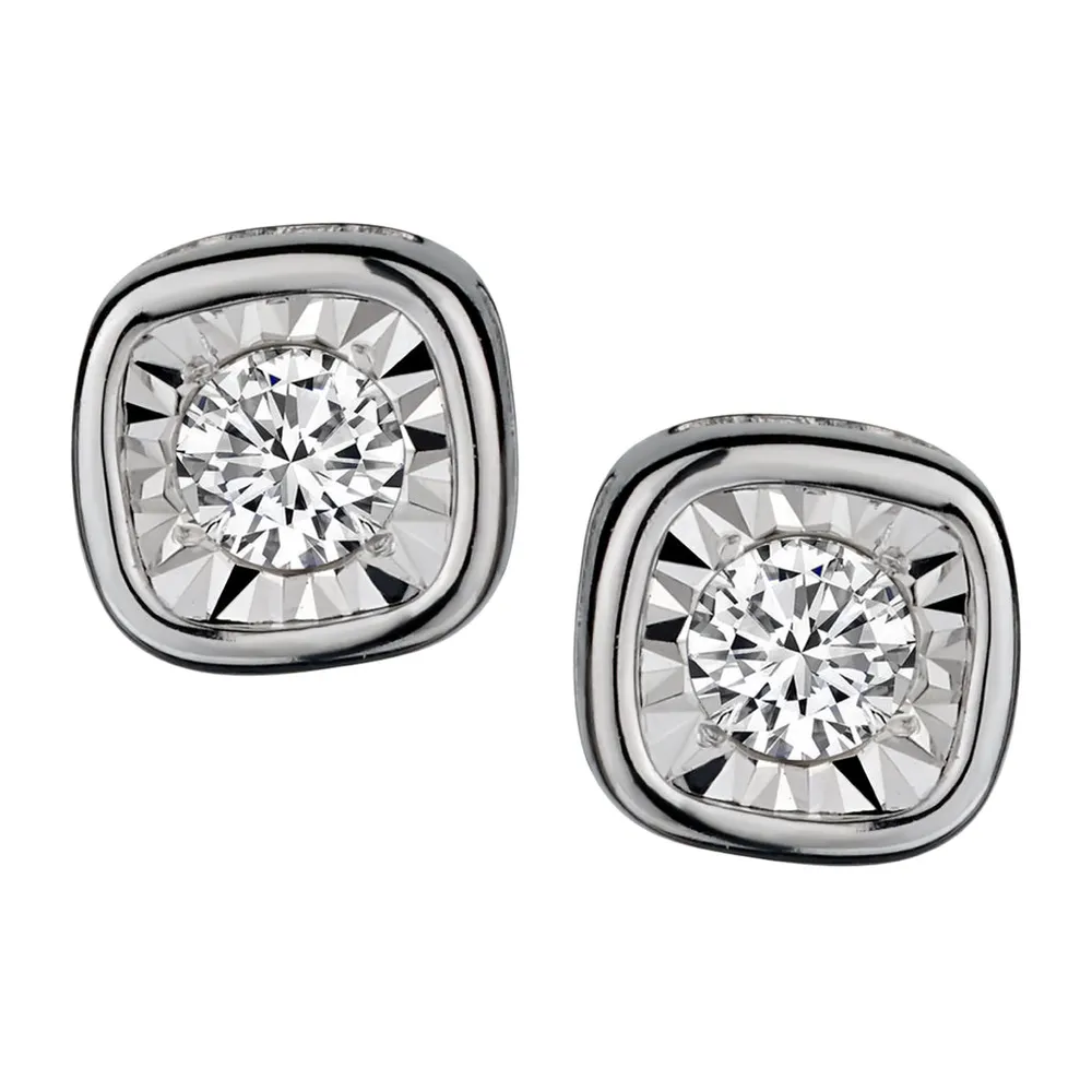 .17 Carat of Diamonds 'Cushion" Shaped Stud Earrings, 10kt White Gold.......................NOW