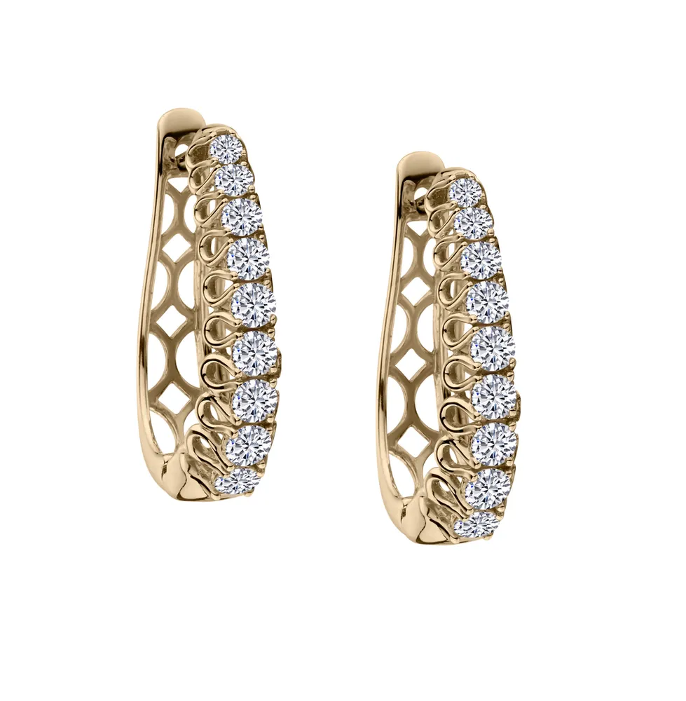 1.00 Carat of Diamonds Hoop Earrings, 14kt Yellow Gold.....................NOW