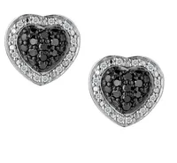 .25 Carat Black and White Diamond Heart Earrings, Sterling Silver.......................NOW