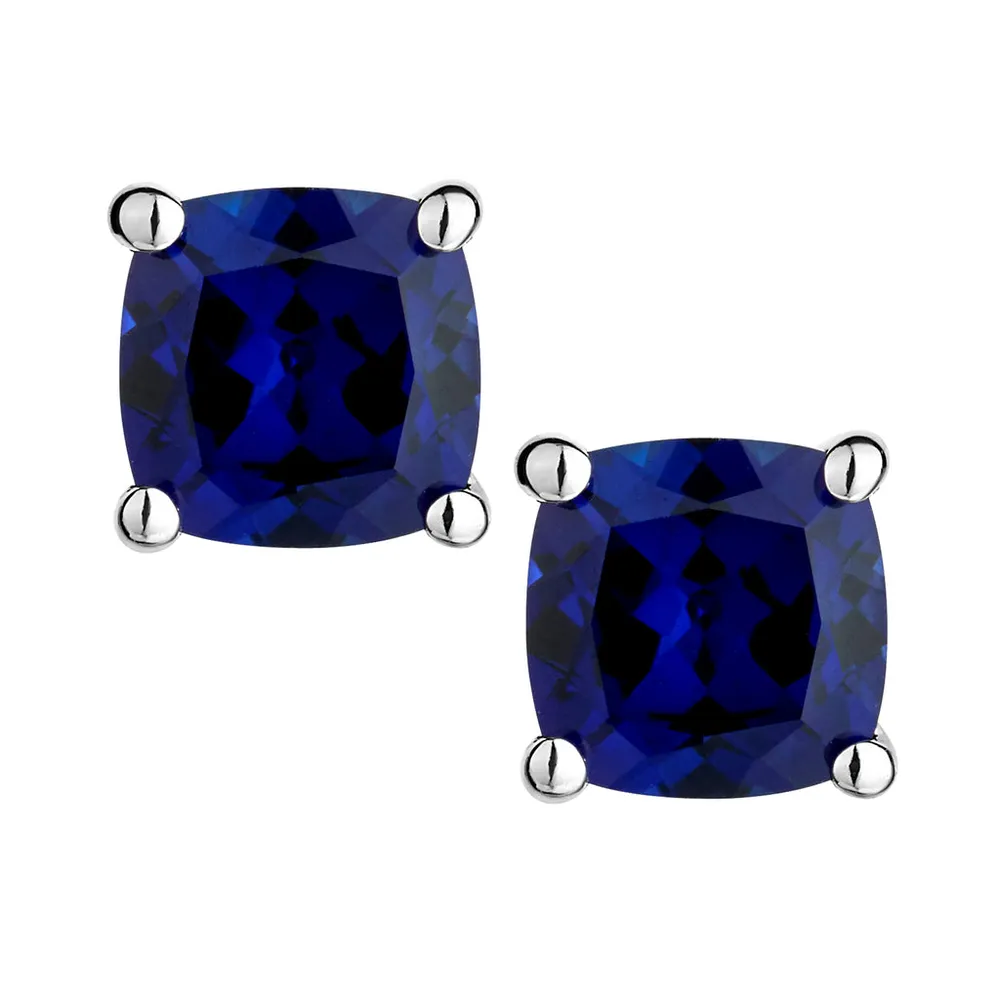 Created Blue Sapphire Stud Earrings, Silver.....................NOW