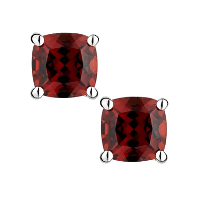 GARNET STUD EARRINGS, SILVER.....................NOW