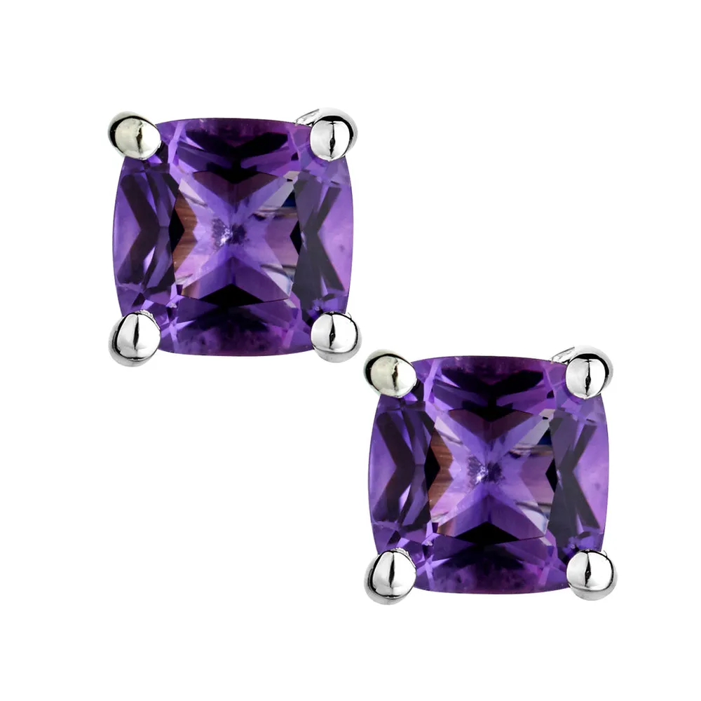 Amethyst Stud Earrings, Silver.....................NOW