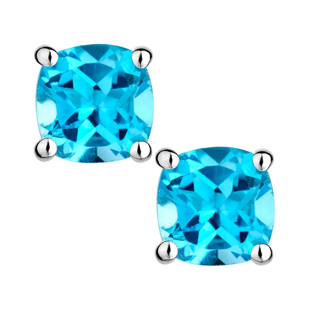 Swiss Blue Topaz Stud Earrings, Silver..................NOW