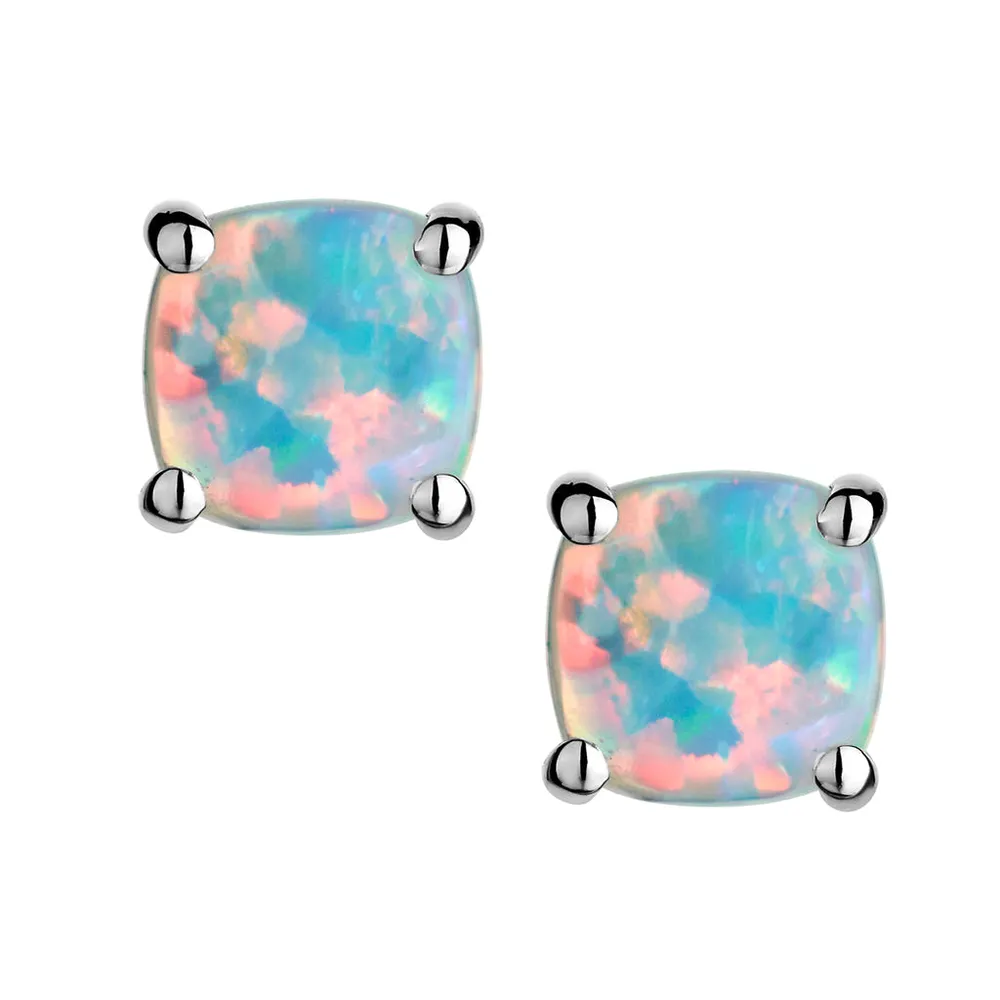 Created Opal Stud Earrings, Silver......................NOW