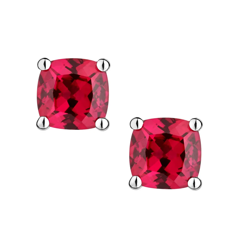 Created Ruby Stud, Silver.....................NOW