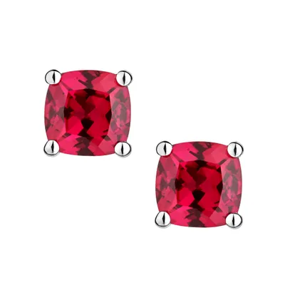 Created Ruby Stud, Silver.....................NOW