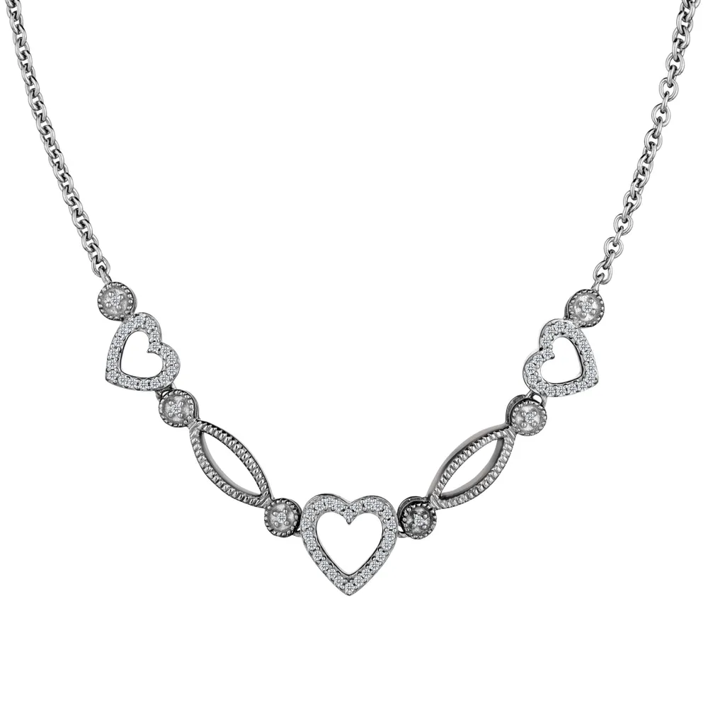 .18 Carat of Diamonds "Past, Present, Future" Heart Necklace, Silver.....................NOW