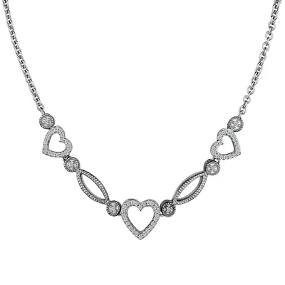 .18 Carat Diamond "Past, Present, Future" Heart Necklace, Silver.....................NOW