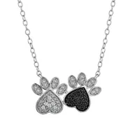 .05 Carat White & Black Diamond "Paws" Necklace, Silver.....................NOW