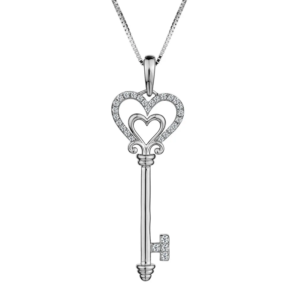 .15 CARAT DIAMOND "LOVE KEY" PENDANT, 10kt WHITE GOLD….....................NOW