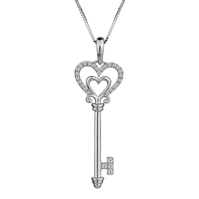 .15 Carat of Diamonds "Love Key" Pendant, 10kt White Gold........................NOW