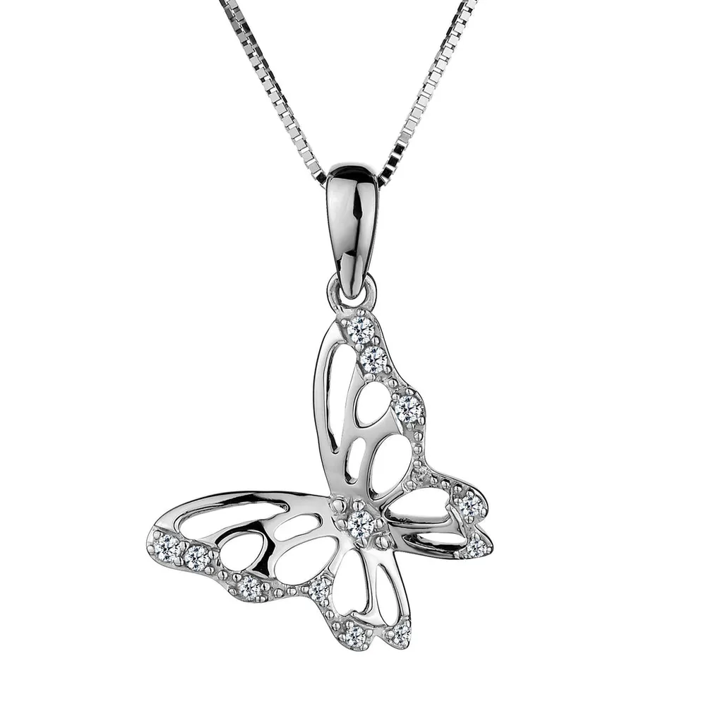 .10 CARAT DIAMOND "BUTTERFLY" PENDANT, 10kt WHITE GOLD, WITH 10kt WHITE GOLD CHAIN...................NOW