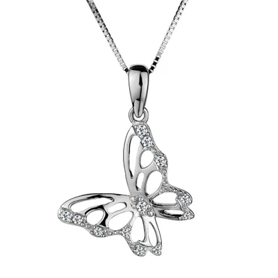 .10 CARAT DIAMOND "BUTTERFLY" PENDANT, 10kt WHITE GOLD, WITH 10kt WHITE GOLD CHAIN...................NOW