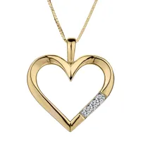.05 CARAT DIAMOND "PAST PRESENT FUTURE" HEART PENDANT, 10kt YELLOW GOLD, WITH 10kt YELLOW GOLD CHAIN.....................NOW