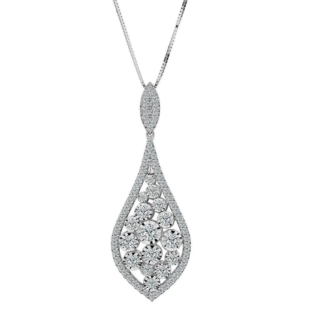 1.00 Carat of Diamonds Pendant, 14kt White Gold.......................NOW