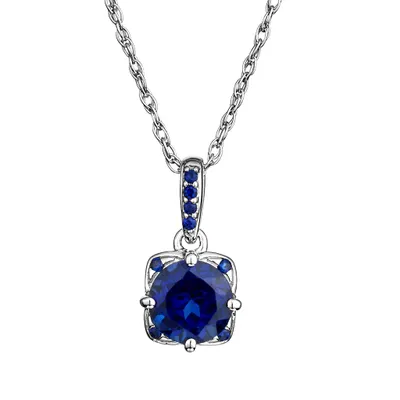 Created Blue Sapphire Pendant, Silver.....................NOW