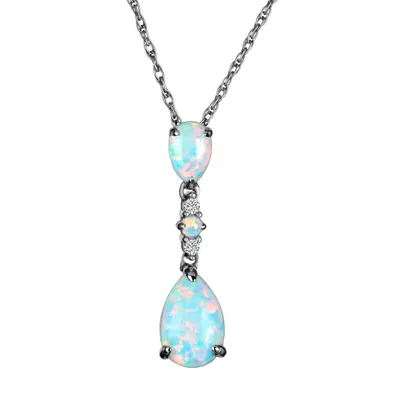 Created Opal & White Sapphire Pendant
