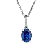 Created Blue & White Sapphire Pendant