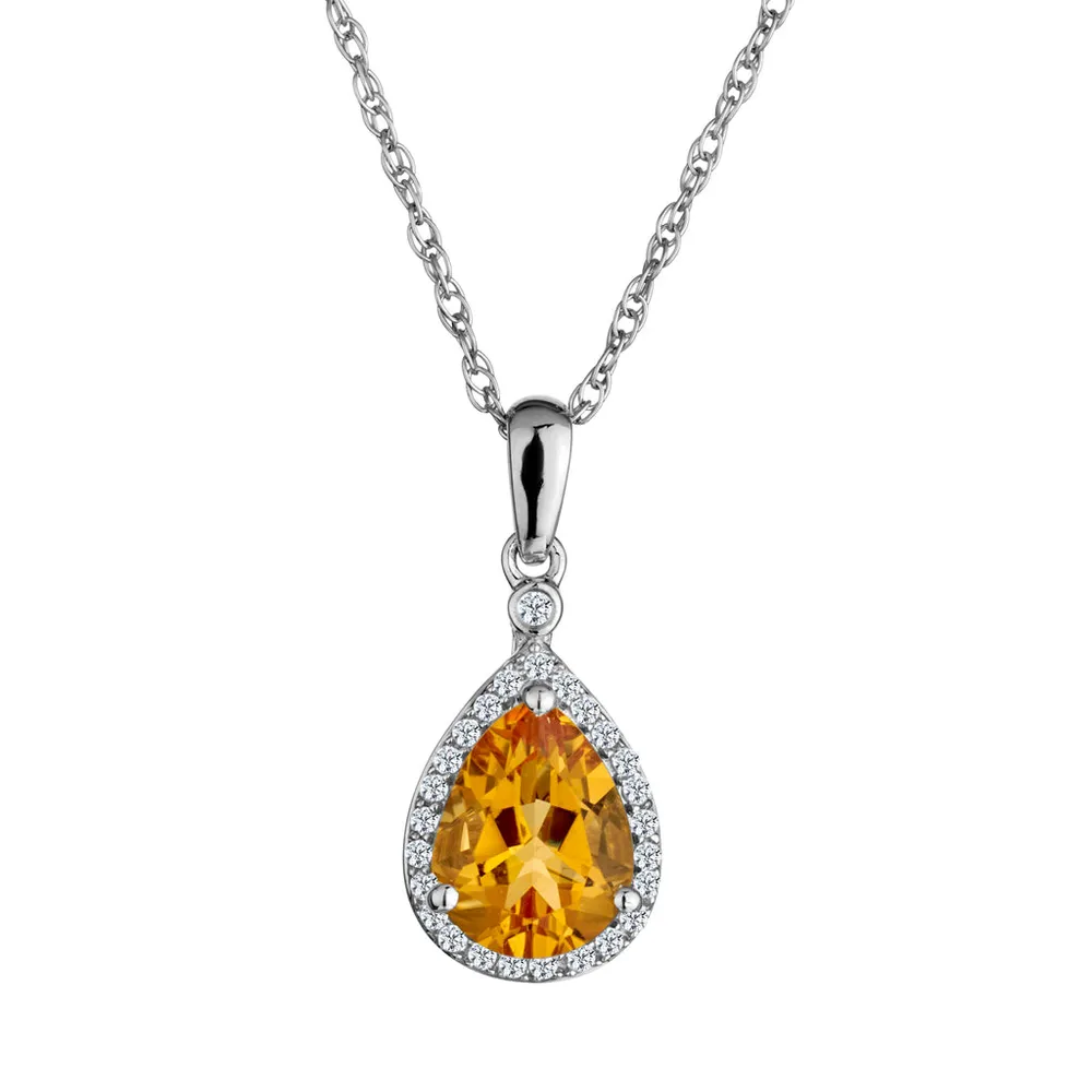 Created White Sapphire & Citrine Pendant