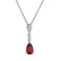 Created White Sapphire & Garnet Pendant