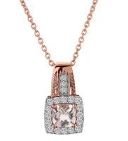 Genuine Morganite & White Topaz Pendant, Silver (Rose plated).......................NOW