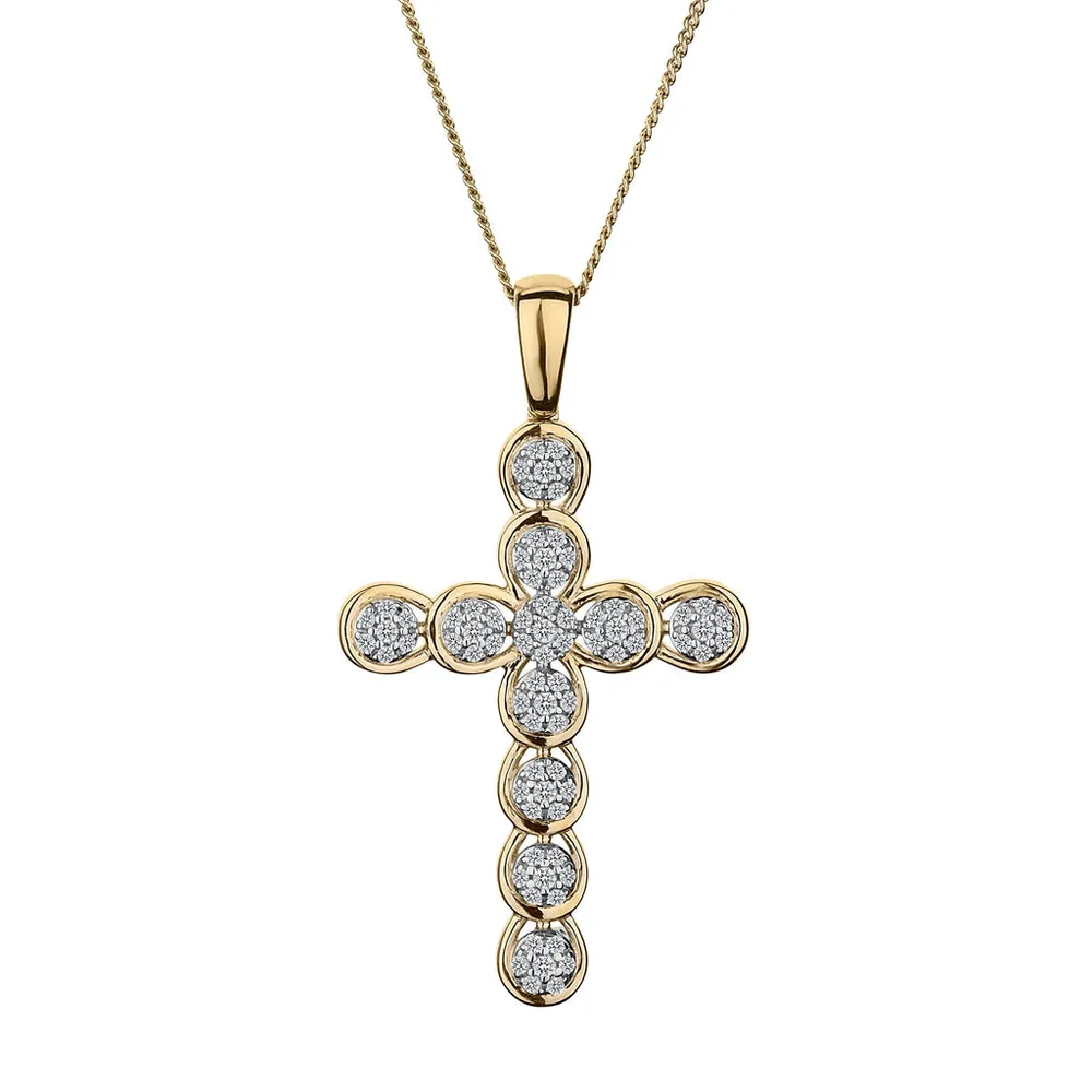 .25 Carat of Diamonds Pavé Cross Pendant, 10kt Yellow Gold.....................Now