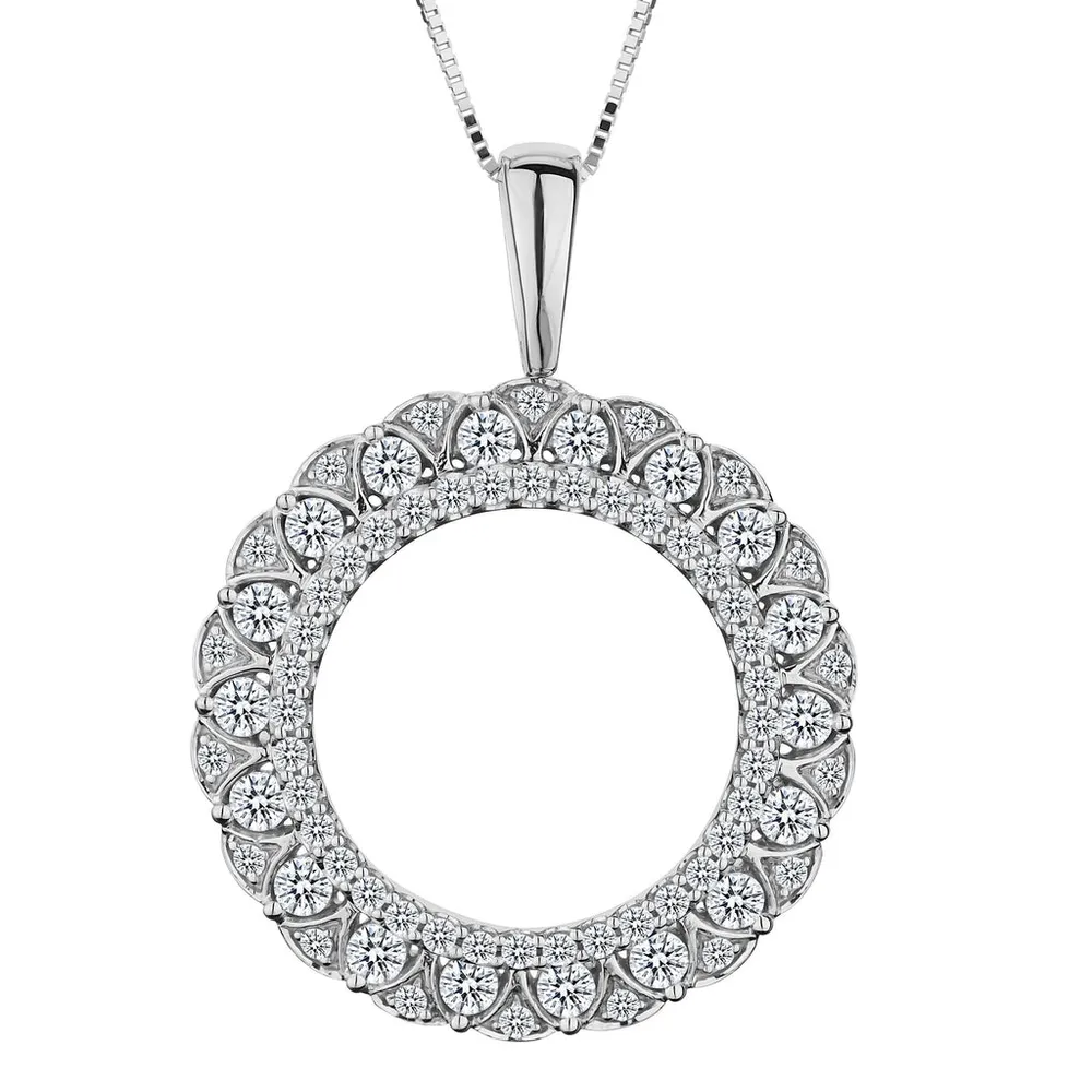 1.00 CARAT DIAMOND "CIRCLE OF LOVE" PENDANT, 14kt WHITE GOLD......................NOW