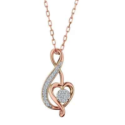 .10 CARAT DIAMOND "MUSICAL NOTE AND HEART" PENDANT, 10kt ROSE GOLD.....................NOW