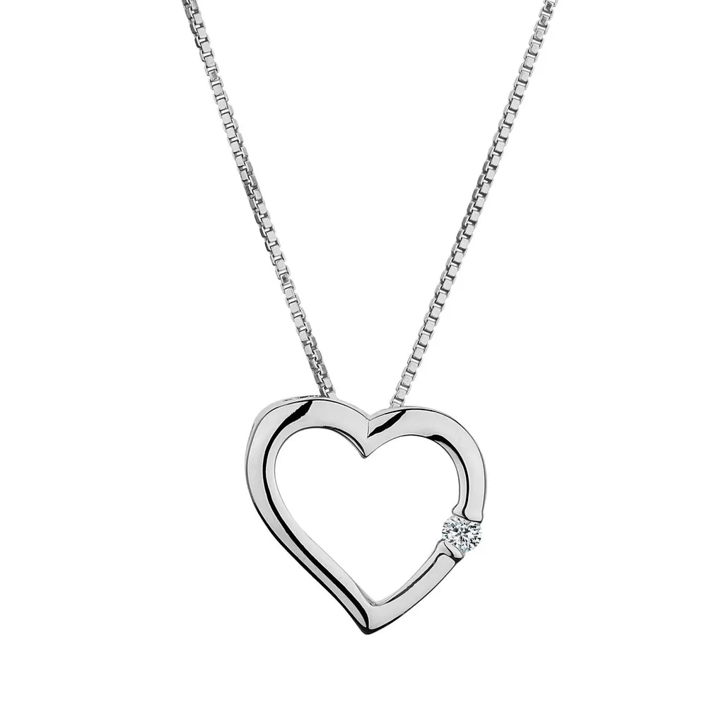 .03 Carat of Diamond Heart Pendant, 10kt White Gold...................Now