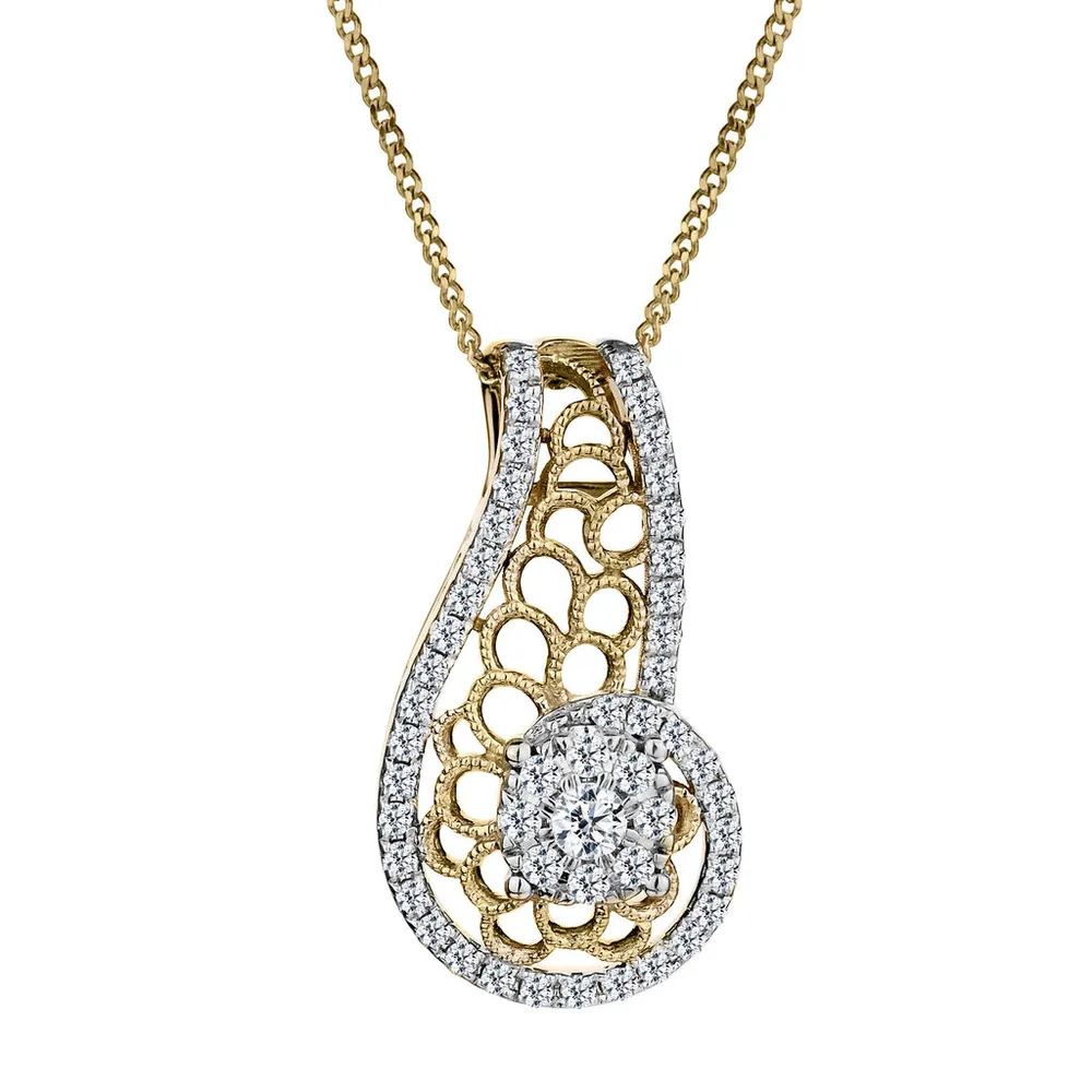 .33 Carat of Diamonds "Sunrise" Pendant, 10kt Yellow Gold.…......................NOW