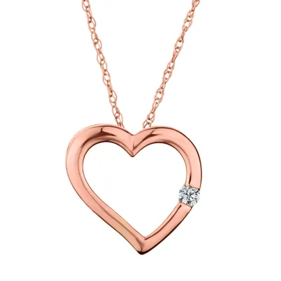.03 Carat Diamond Heart Pendant, 10kt Rose Gold, With 10kt Rose Gold Chain.....................Now
