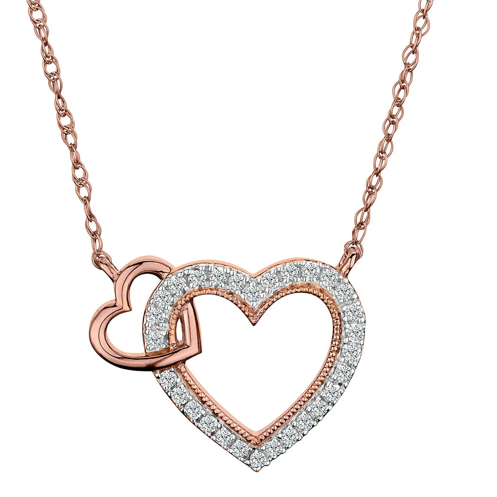 .12 CARAT DIAMOND "LINKED HEARTS" PENDANT, 10kt ROSE GOLD…....................NOW