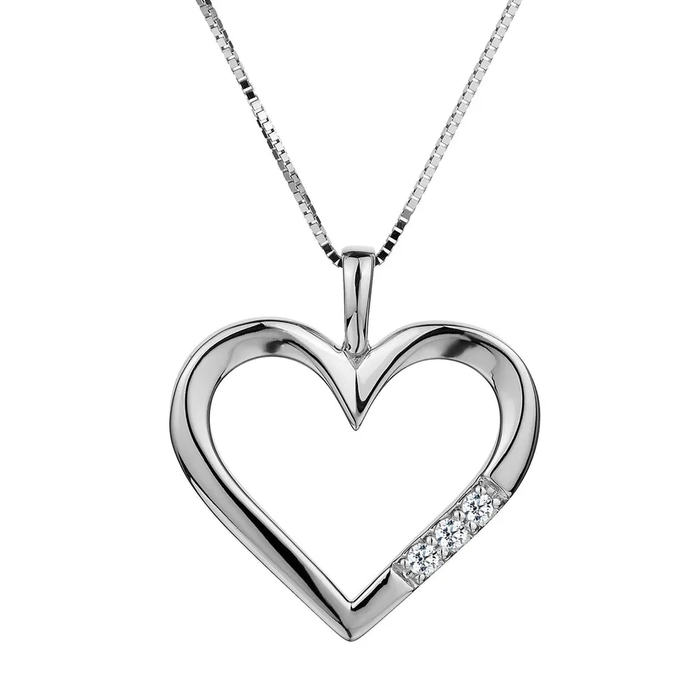 .04 CARAT DIAMOND "PAST PRESENT FUTURE" HEART PENDANT, 10kt WHITE GOLD.....................NOW