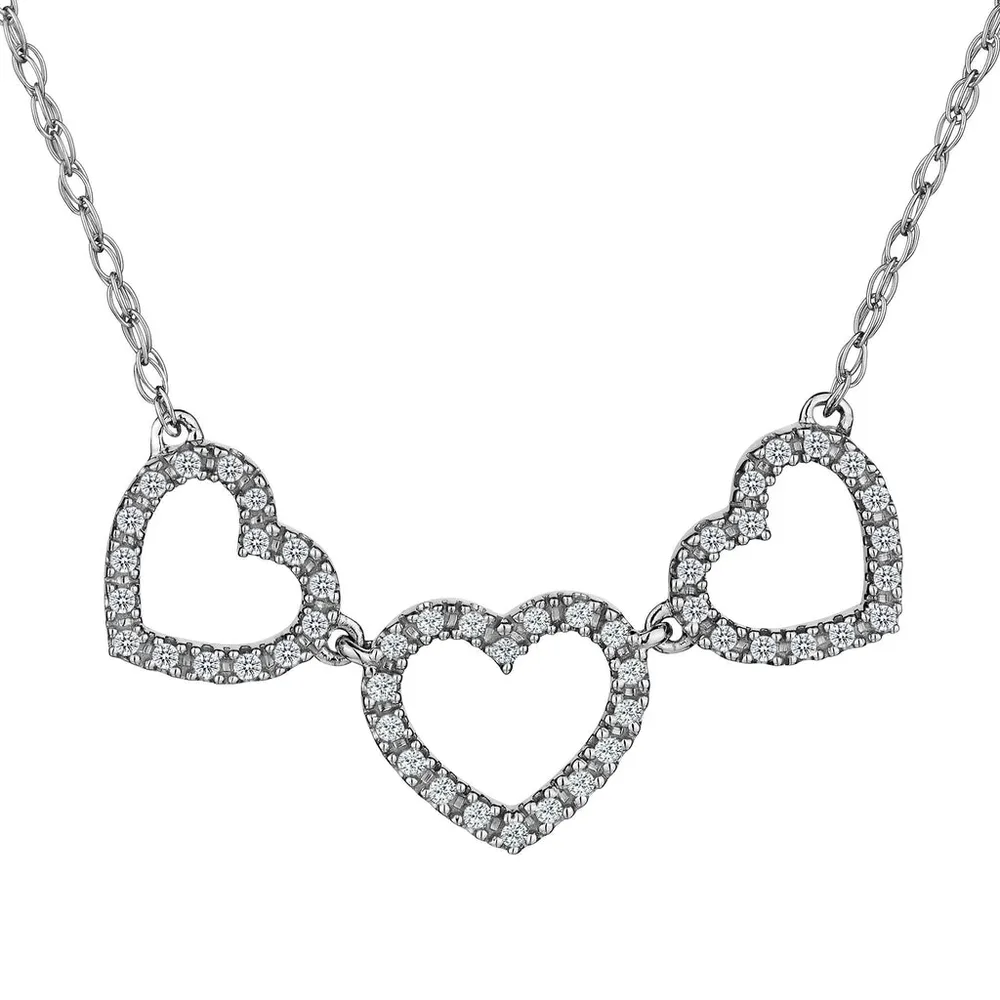.45 Carat of Diamonds Three Hearts Necklace, 10kt White Gold........................Now