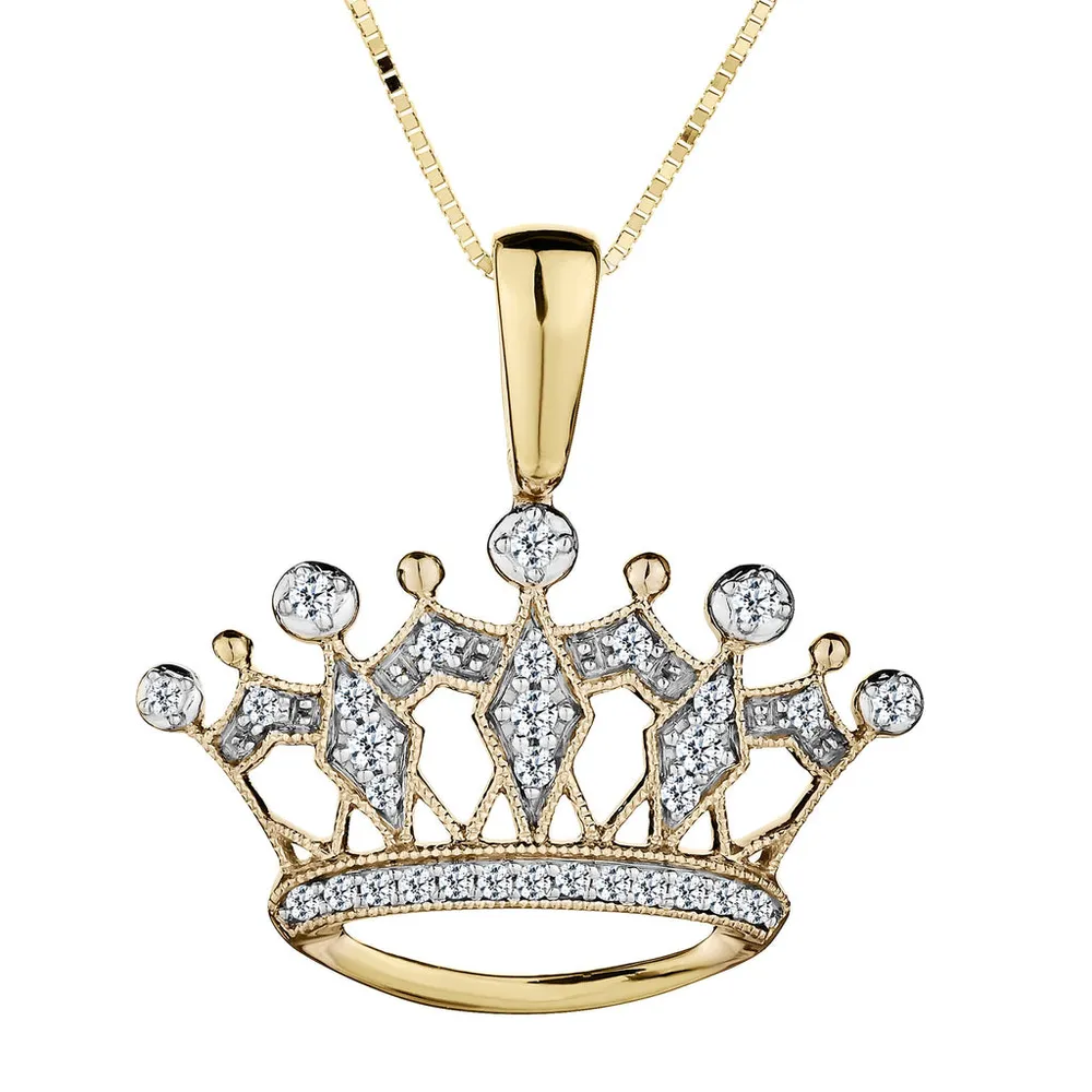 .13 Carat of Diamonds Crown Pendant, 10kt Yellow Gold......................Now