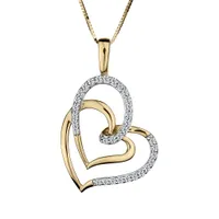 .16 Carat of Diamonds Double Heart Pendant, 10kt Yellow Gold......................Now