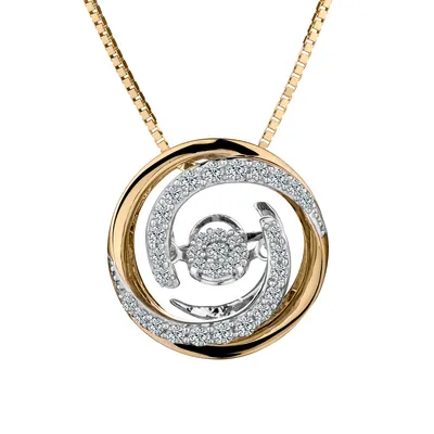 .25 CARAT DIAMOND "SHIMMER" PENDANT, 10kt WHITE AND YELLOW GOLD (TWO TONE), 10kt YELLOW GOLD CHAIN.....................NOW
