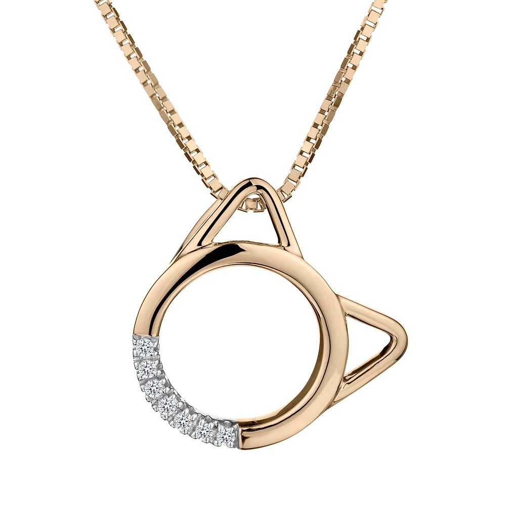 .03 Carat of Diamonds Cat Pendant, 10kt Yellow Gold....................Now