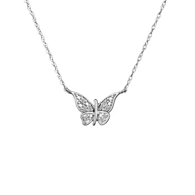 .03 Carat of Diamonds Butterfly Pendant, 10kt White Gold.......................NOW